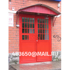 На фото Красные железные двери, модель №15 на заказ в Орле